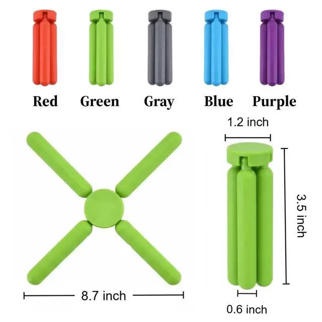 Alt view image 2 of 6 - 5 Pack Thick Silicone Trivets for Hot Dishes Eco-Friendly Foldable Trivets for Hot Pots and Pans Folding Trivet Save Much Space for Kitchen Home, Multi-Color