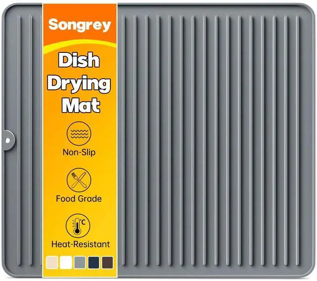 Main image of 18" x 16" Silicone Dish Drying Mat, Kitchen Counter Drying Pad for Sink Dishes or Under Rack, Multi-Use as Heat Resistant Trivet, Coffee Bar Mat