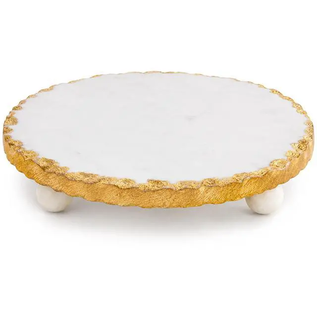 Main image of Marble Trivet, 1 1/4" x 8 1/2" dia, Gold