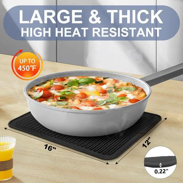 Alt view image 6 of 7 - Large Silicone Trivet 16x12 Inch, Trivets for Hot Pots and Pans, Heat Resistant Pot Holders Hot Pads for Kitchen Quartz Countertops, Hot Dishes