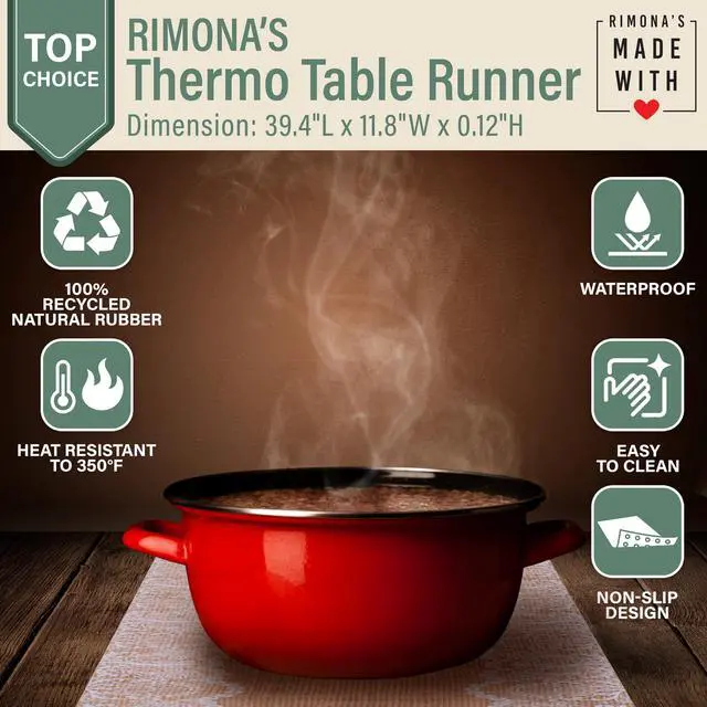 Alt view image 3 of 7 - Thermo Heat Resistant Table Runner and Trivet for Hot Dishes - Waterproof Hot Plates to Protect Table and Countertop - Kitchen & Dining 350F Heat Protector 40" - White Golden Marble