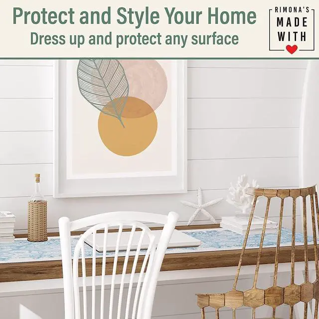 Alt view image 7 of 7 - Thermo Heat Resistant Table Runner and Trivet for Hot Dishes - Waterproof Hot Plates to Protect Table and Countertop - Kitchen & Dining 350F Heat Protector 40" - White Golden Marble