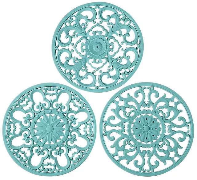 Main image of Extra Thick Silicone Trivet Mat for Hot Dishes, Hot Pots and Pans, Pot Holder, Hot Pad to Portect Your Table and Countertop, Kitchen Decor and Accessories,Turquoise,Set of 3