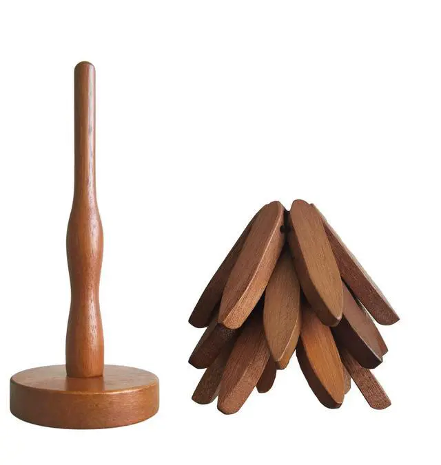 Alt view image 3 of 3 - Wooden Trivets for Hot Dishes, 3 Wooden Tree-Trivet Set, Wood Coasters Like Christmas-Tree