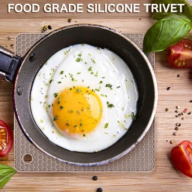 Alt view image 2 of 7 - Silicone Trivets for Hot Dishes, 4 PCS Multipurpose Heat Resistant Mat Thick Silicone Hot Pads Pot Holders for Kitchen Counter, Flexible Jar Opener Food Grade Spoon Holder, Silicone Coasters (Almond)