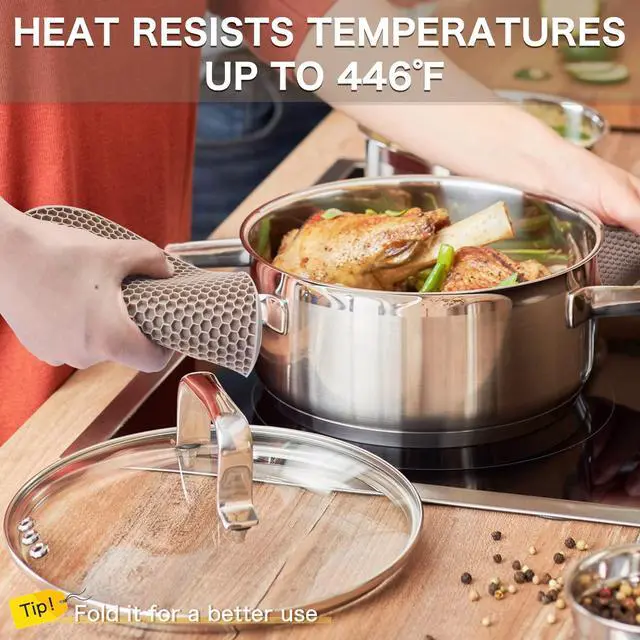Alt view image 3 of 7 - Silicone Trivets for Hot Dishes, 4 PCS Multipurpose Heat Resistant Mat Thick Silicone Hot Pads Pot Holders for Kitchen Counter, Flexible Jar Opener Food Grade Spoon Holder, Silicone Coasters (Almond)