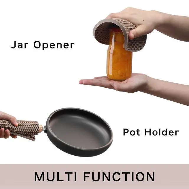 Alt view image 5 of 7 - Silicone Trivets for Hot Dishes, 4 PCS Multipurpose Heat Resistant Mat Thick Silicone Hot Pads Pot Holders for Kitchen Counter, Flexible Jar Opener Food Grade Spoon Holder, Silicone Coasters (Almond)