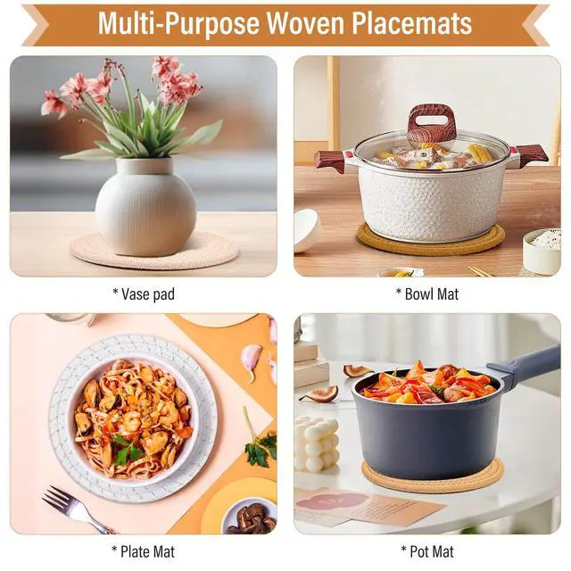 Alt view image 6 of 7 - Trivet Mats Set for Hot Dishes, 5 Heat Resistant Pot Holders for Kitchen, Home Essentials, Anti Stain Hot Pads for Hot pots and Pans, Fall Decorations for Home, 7 Inches(Brown)