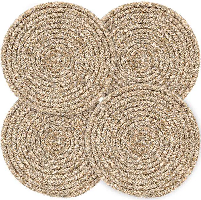Main image of Pot Holders Trivets Set 4 Pcs, Potholders for Kitchens, 100% Pure Cotton Thread Weave Trivets for Hot Dishes/Pot/Bowl/Teapot/Hot Pot Holders, 7.9 Inches