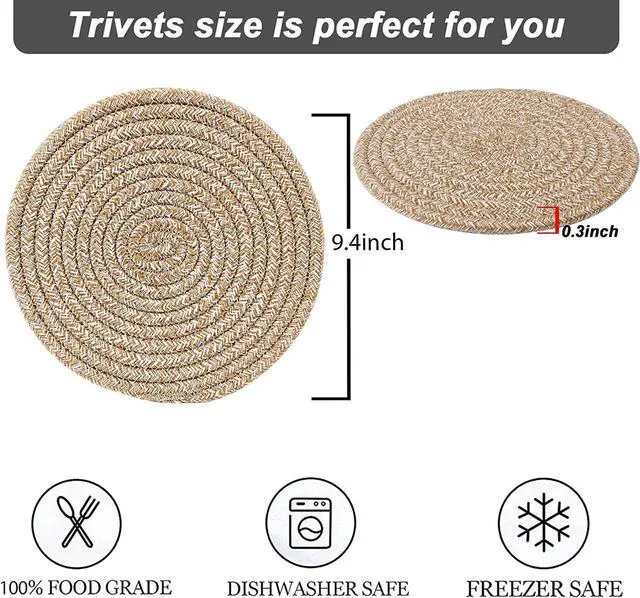 Alt view image 4 of 7 - Pot Holders Trivets Set 4 Pcs, Potholders for Kitchens, 100% Pure Cotton Thread Weave Trivets for Hot Dishes/Pot/Bowl/Teapot/Hot Pot Holders, 7.9 Inches