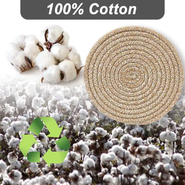 Alt view image 5 of 7 - Pot Holders Trivets Set 4 Pcs, Potholders for Kitchens, 100% Pure Cotton Thread Weave Trivets for Hot Dishes/Pot/Bowl/Teapot/Hot Pot Holders, 7.9 Inches