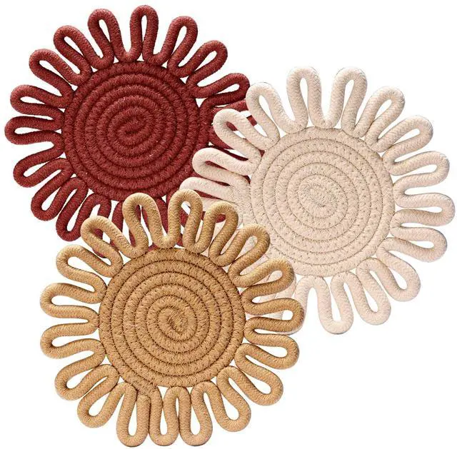 Main image of Trivets for Hot Dishes,Potholders for Kitchen,Hot Pads Hot Mats or Trivets for Hot Pots and Pans,Table Decorations,Set of 3, 100% Cotton,7.5"(Lace)