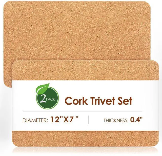 Main image of Rectangle Cork Trivets for Hot Dishes, 12" x 7" High-Density Thick Cork Hot Pads Placemats for Pots and Pans, Heat Resistant Hot Pads for Kitchen Countertop Table,2 Pcs Cork Coaster