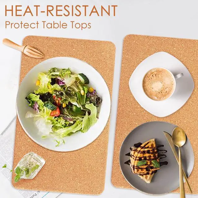 Alt view image 3 of 7 - Rectangle Cork Trivets for Hot Dishes, 12" x 7" High-Density Thick Cork Hot Pads Placemats for Pots and Pans, Heat Resistant Hot Pads for Kitchen Countertop Table,2 Pcs Cork Coaster