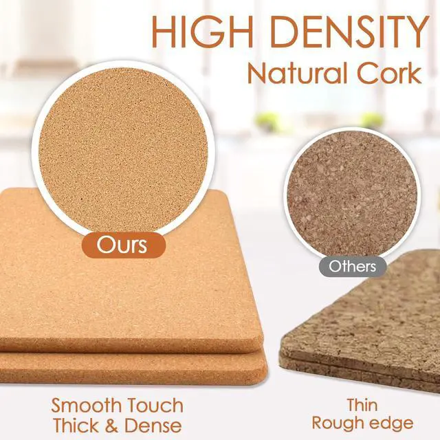 Alt view image 7 of 7 - Rectangle Cork Trivets for Hot Dishes, 12" x 7" High-Density Thick Cork Hot Pads Placemats for Pots and Pans, Heat Resistant Hot Pads for Kitchen Countertop Table,2 Pcs Cork Coaster