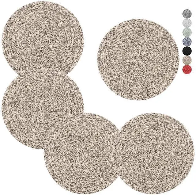Main image of Trivets for Hot Dishes, Pots and Pans, 8 Inches Hot Pads 5 Pcs, Pot Holders for Kitchen, Heat Resistant Mat Protect Counter, Coasters Set Home Essentials Farmhouse Decor (Brown)