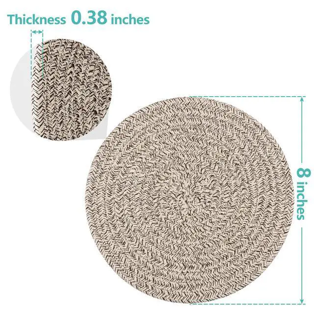 Alt view image 3 of 6 - Trivets for Hot Dishes, Pots and Pans, 8 Inches Hot Pads 5 Pcs, Pot Holders for Kitchen, Heat Resistant Mat Protect Counter, Coasters Set Home Essentials Farmhouse Decor (Brown)