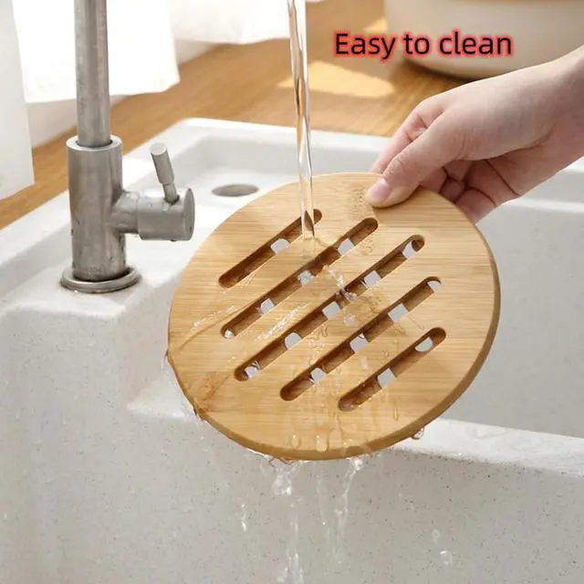 Alt view image 6 of 7 - Hot Pads Trivet,Table Solid Bamboo Wood Trivets for Hot Dishes and Pot with Non-Slip Pads Heat Resistant Pads Teapot Trivet 4pcs(Multi Size,2 Square 2 Round)