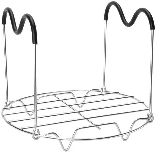 Main image of Steamer Rack Trivet with Heat Resistant Silicone Handles Compatible with Instant Pot Accessories 6 Qt 8 Quart, Stainless Steam Rack Pressure Cooker Trivet - Long Handles for Easy Chicken & Pot Removal