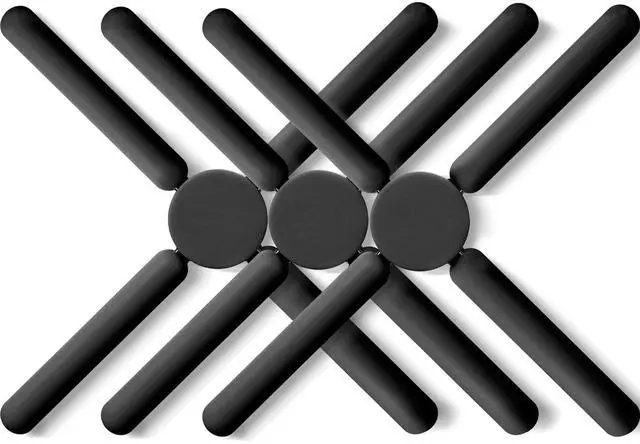 Main image of 3/Pack Foldable Silicone Trivets, Folding Trivets, Non-Slip Collapsible Cross Compact Design Expandable Silicone Pot Holder, Black