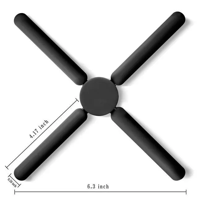 Alt view image 2 of 5 - 3/Pack Foldable Silicone Trivets, Folding Trivets, Non-Slip Collapsible Cross Compact Design Expandable Silicone Pot Holder, Black