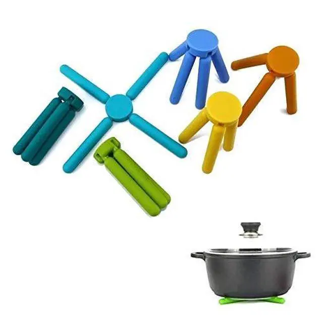 Alt view image 5 of 5 - 3/Pack Foldable Silicone Trivets, Folding Trivets, Non-Slip Collapsible Cross Compact Design Expandable Silicone Pot Holder, Black