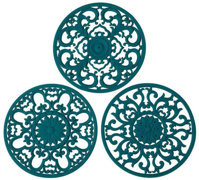 Main image of Extra Thick Silicone Trivet Mat for Hot Dishes, Hot Pots and Pans, Pot Holder, Hot Pad to Protect Your Table and Countertop, Kitchen Decor and Accessories,Teal, Set of 3