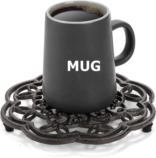 Alt view image 5 of 7 - 2 Pack Cast Iron Trivet Heavy Duty, 7.7 inch Round Metal Trivet for Hot Pans or Teapot, Rustproof Pot Stands Holders with Rubber Pegs for Countertop, Dining Table, Kitchen Farmhouse Decoration