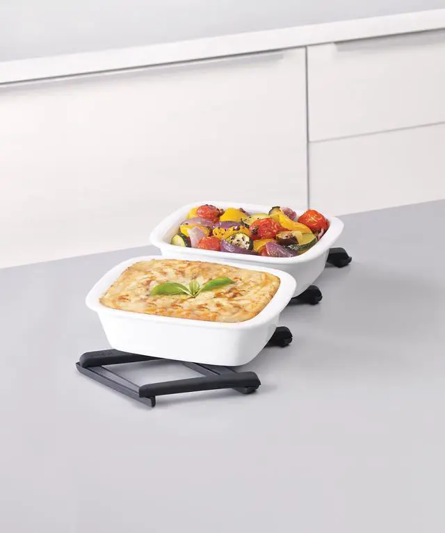 Alt view image 4 of 4 - Stretch Folding Silicone Trivet for Hot Pots and Pans, Expanding Nonslip Stand, Heat Resistant mat for Kitchen Worktop - Black