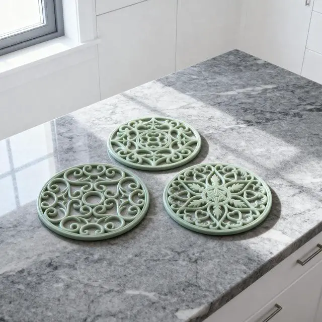 Alt view image 3 of 7 - Trivets for Dishes/Pots/Pans, 3 Pcs Silicone Mats, Flexible/Durable/Non Slip Hot Pads to Protect Table and Counter Top (Desert Sage)