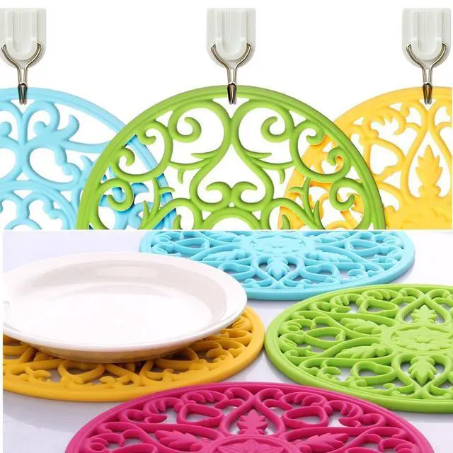 Alt view image 6 of 7 - Trivets for Dishes/Pots/Pans, 3 Pcs Silicone Mats, Flexible/Durable/Non Slip Hot Pads to Protect Table and Counter Top (Desert Sage)