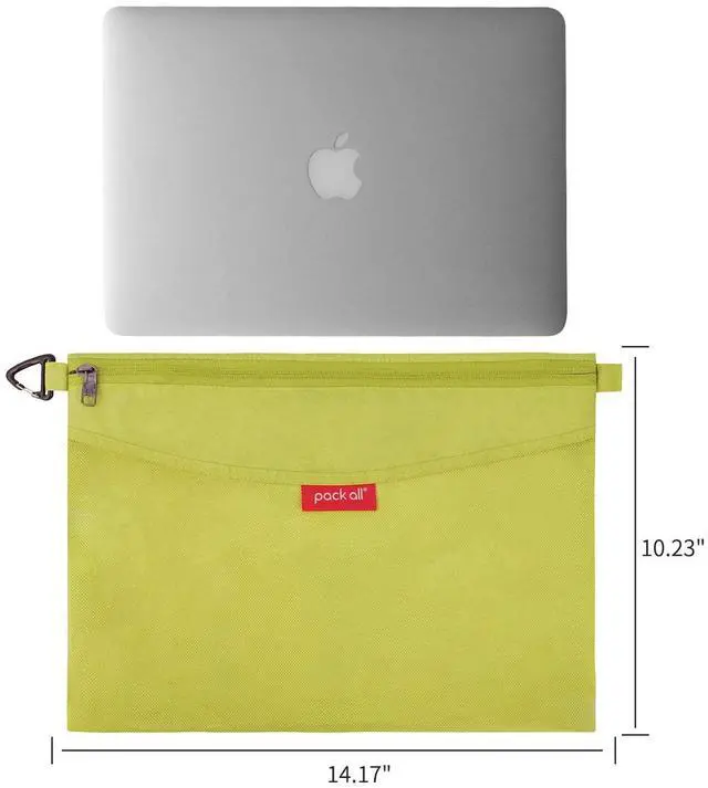 Alt view image 2 of 6 - Water-resistant Material Zipper Pouch, Mesh Zipper Bags for Storage, Travel, Office (Green, Large)