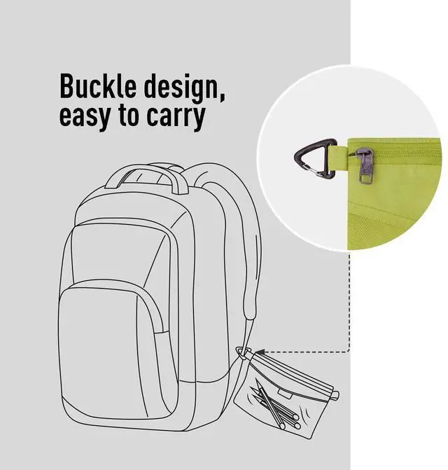 Alt view image 6 of 6 - Water-resistant Material Zipper Pouch, Mesh Zipper Bags for Storage, Travel, Office (Green, Large)