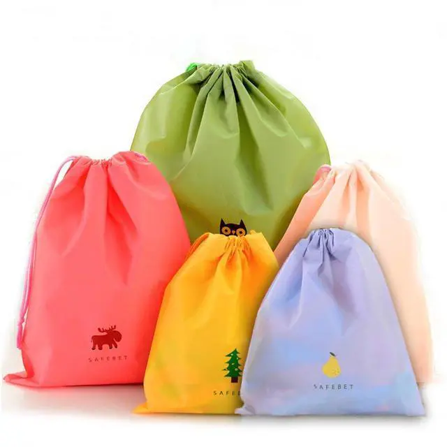 Main image of Set of 5 Waterproof Drawstring Bag PE Plastic Folding Sport Home Travel Storage Use combine C