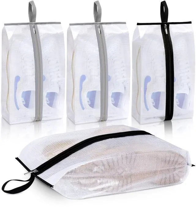 Main image of Waterproof Shoe Bags for Travel 4 Pack XX-Large Shoe Storage Bag Clear Sneaker Pouch Portable Boots Organizer with Sturdy Zipper for Men & Women