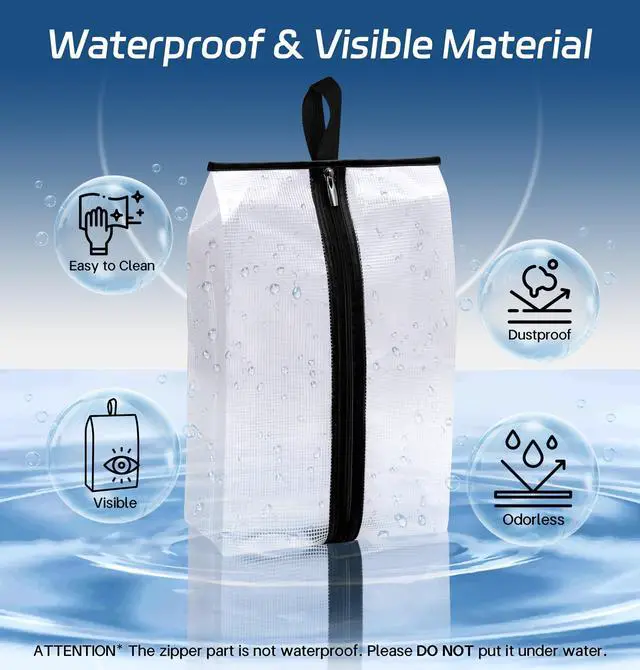 Alt view image 3 of 7 - Waterproof Shoe Bags for Travel 4 Pack XX-Large Shoe Storage Bag Clear Sneaker Pouch Portable Boots Organizer with Sturdy Zipper for Men & Women