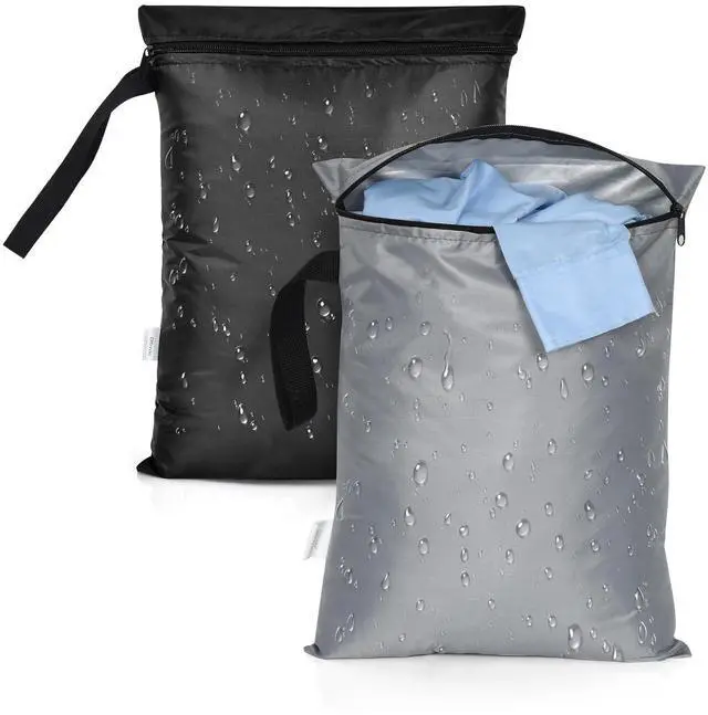 Main image of 2PCS Waterproof Bag for Swimsuit 12x16 inch Wet Dry Bags With Portable Handle & Zipper Reusable Travel Wet Clothes Gym Bag Storage for Beach Drying Do Not Exceed 176 Black&Grey