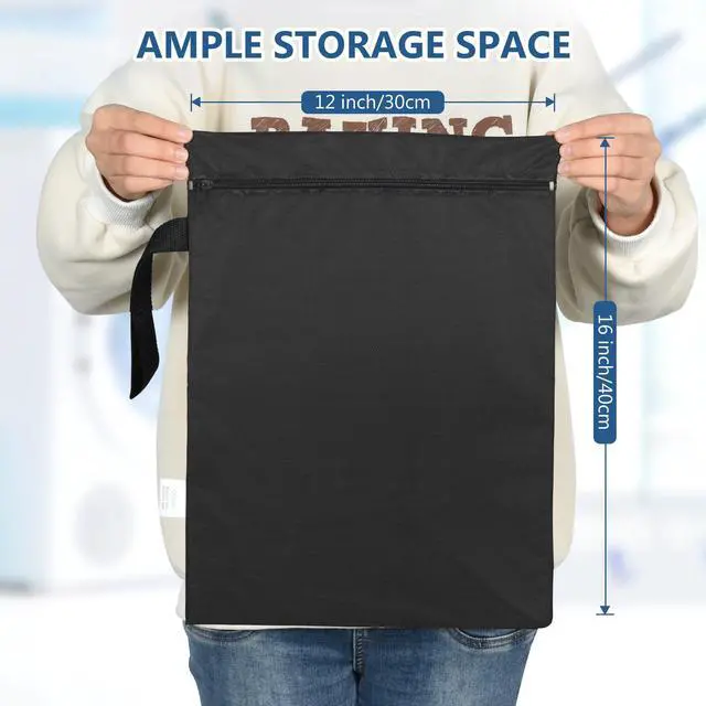 Alt view image 4 of 7 - 2PCS Waterproof Bag for Swimsuit 12x16 inch Wet Dry Bags With Portable Handle & Zipper Reusable Travel Wet Clothes Gym Bag Storage for Beach Drying Do Not Exceed 176 Black&Grey