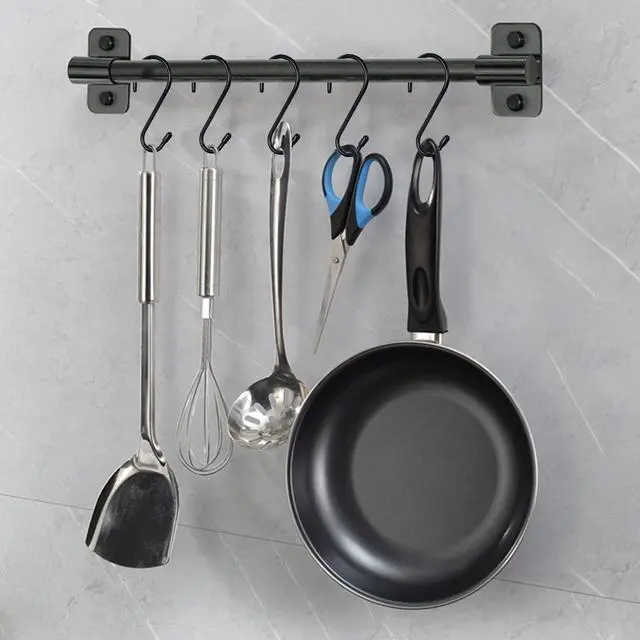 Alt view image 4 of 7 - 12 Pack 4-1/2 Inch S Hooks, Large Vinyl Coated Closet Hooks Non Slip Heavy Duty for Hanging, Steel Metal Black Rubber Coated for Jeans Plants Clothes Pot Pan Cups Towel