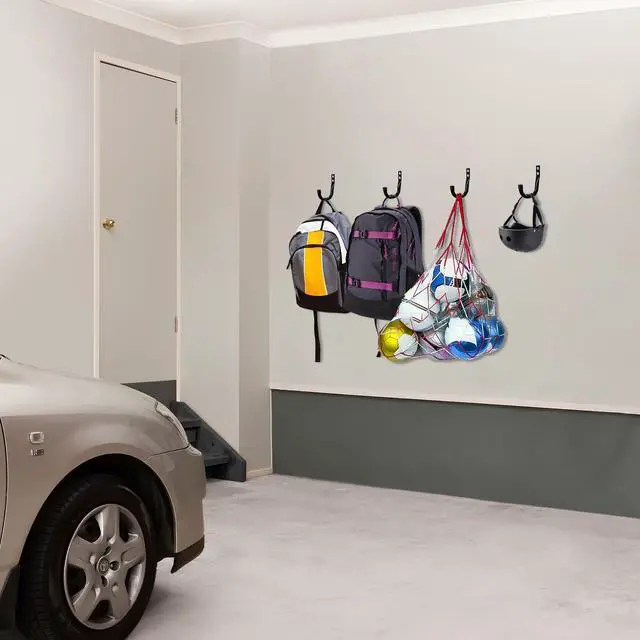 Alt view image 2 of 7 - Metal Wall Hooks for Hanging Heavy Duty, 6Pcs Garage Organization and Storage Hook for Extension Cord Tool Coat Backpack Bag, Large Utility J Hooks, Black Wall Mount Hanges for Outdoor Indoor