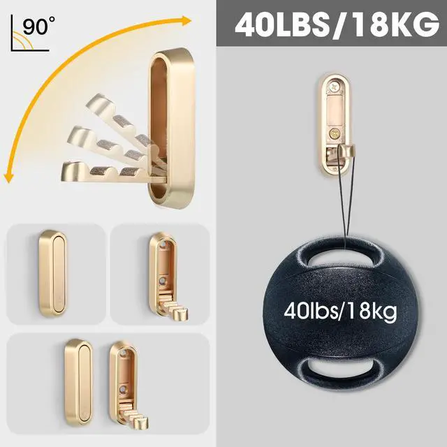 Alt view image 6 of 7 - Folding Coat Hooks, 2 Pcs Foldable Gold Wall Hooks Heavy Duty Foldable Hook Bathroom Towel Hooks Robe Hooks Wall Mounted for Hanging Coat Towels Clothes Hat Bags Keys
