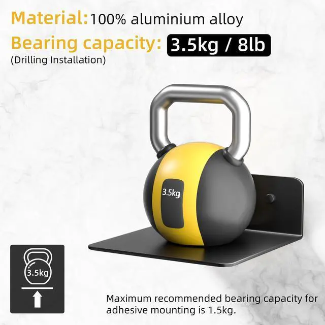 Alt view image 2 of 7 - Small Floating Shelves for Wall, 5 Inch Metal Wall Shelves - Adhesive Installation, Display Ledges Set of 2, Perfect for Echo, Cameras, Mini Decor, Funkos, Figurines (Black)