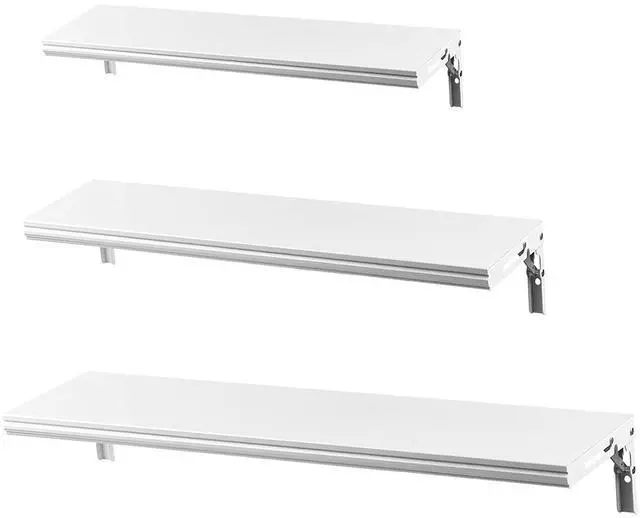 Alt view image 6 of 6 - Floating Shelves Wall Mounted Set, Water Proof Wall Shelves for Living Room, Dining Room, Bedroom, Kitchen, Office and Greenhouse (Silver Grey Set of 3)