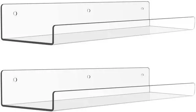 Main image of 2 Pcs 15" Acrylic Shelves for Wall Display and Storage, Clear