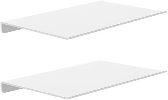 Main image of 8" Small Floating Shelves for Wall, Metal Wall Mounted Shelf for Bathroom, Bedroom, Living Room, Kitchen, Little Hanging Shelves for Books/Storage/Room Decor 2 Packs, White