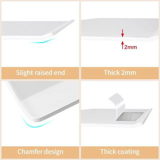 Alt view image 5 of 7 - 8" Small Floating Shelves for Wall, Metal Wall Mounted Shelf for Bathroom, Bedroom, Living Room, Kitchen, Little Hanging Shelves for Books/Storage/Room Decor 2 Packs, White