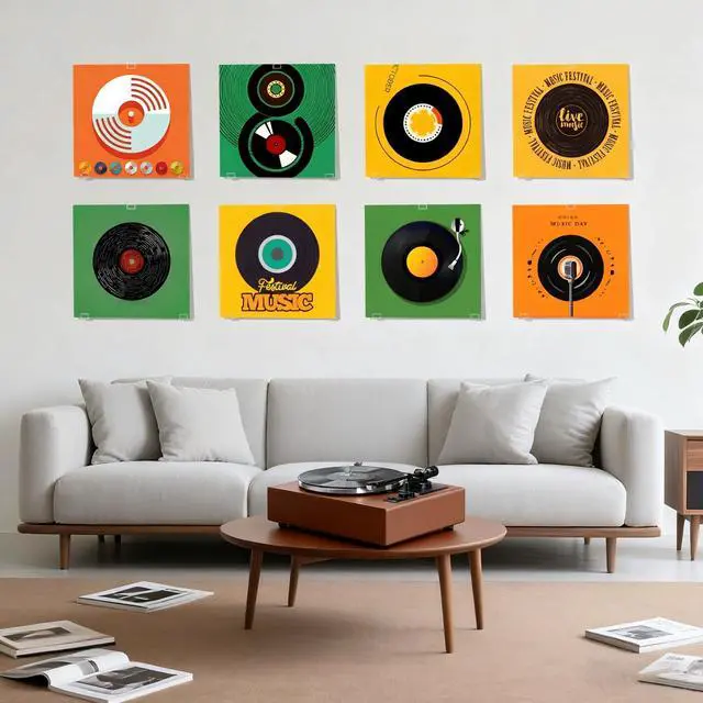 Alt view image 2 of 6 - 18 Pcs Vinyl Record Shelf Wall Mount Self Adhesive