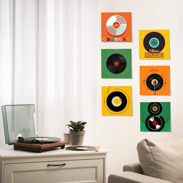 Alt view image 6 of 6 - 18 Pcs Vinyl Record Shelf Wall Mount Self Adhesive