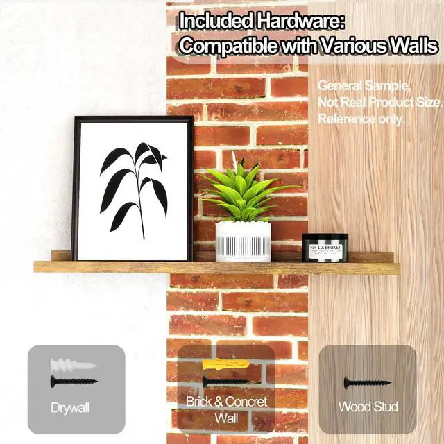 Alt view image 4 of 6 - Small Floating Shelves for Wall Decor, Wall Mounted Wood Shelf for Bedroom, Living Room, Bathroom, Kitchen, Nursery, Display Ledge Shelf with Lip Set of 2-8 Inches, Brown