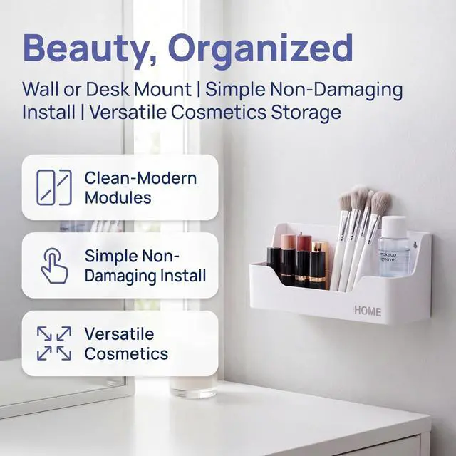 Alt view image 2 of 7 - Wall Mounted Plastic Shelf, White, 1 Shelf, Ideal for Bedroom, Dorm, Office, RV - Easy to Install, Organizes Small Items